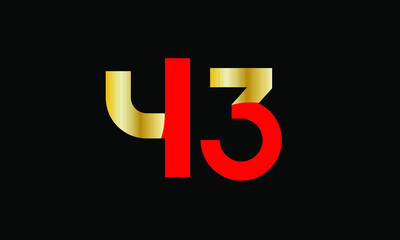 43 Number New Gold Red Elegant Logo