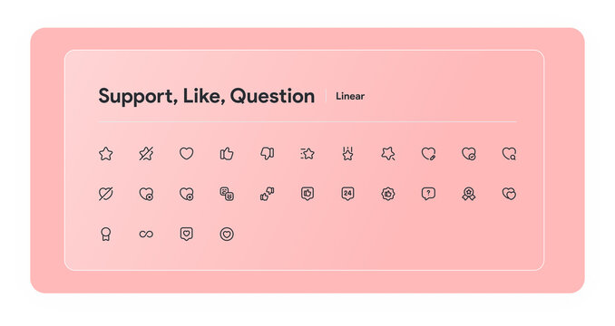 Support, Like, Question icons - Linear