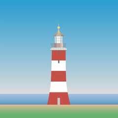 Smeaton's Tower lighthouse in Plymouth. Simplified vector illustration