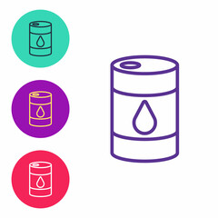 Set line Barrel oil icon isolated on white background. Set icons colorful. Vector