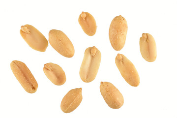 Top View of Salted Peanuts Isolated on White Background with Clipping Path