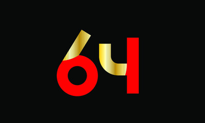 64 Number New Gold Red Elegant Logo