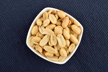 Top View of Salted Peanuts in Bowl