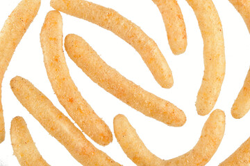 Close up of Corn Sticks on White Background