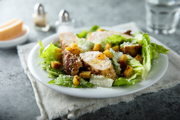 Homemade Caesar salad with chicken
