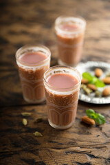 Homemade rose tea with milk