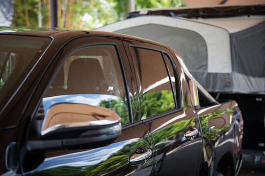 ute car tow caravan camping holiday trip family 