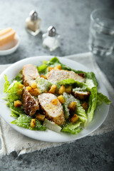 Homemade Caesar salad with chicken