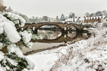 Aylesford Bridge over the River Medway near Maidstone in Kent in Winter