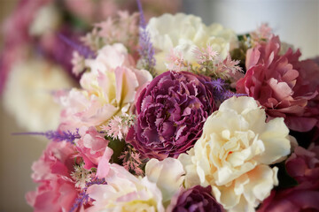 The composition is made by florists from fresh flowers