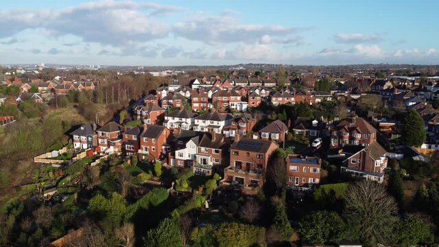 West Midlands generic aerial view of houses and homes in Birmingham UK
