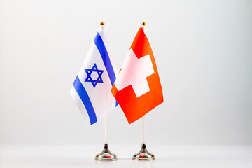 State flags of Israel and Switzerland on a light background. State flags.