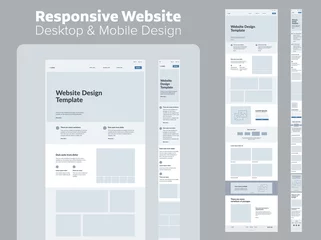 Fotobehang Design website. Desktop and mobile wireframe. Landing page template. UX UI Resources. © Gooder