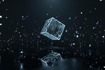 Naklejka premium Abstract geometric wallpaper. 3D cube in space