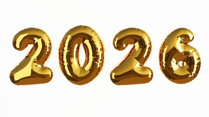 3D rendered illustration of golden colored foil ballon