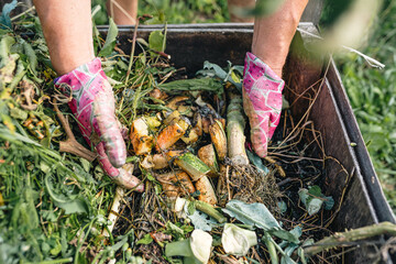 Processing agricultural waste into compost - obrazy, fototapety, plakaty