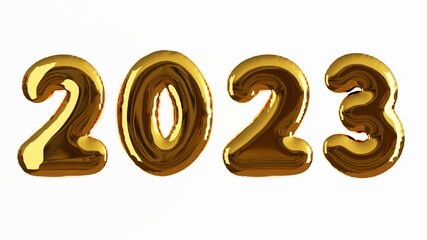 3D rendered illustration of golden colored foil ballon