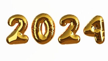 3D rendered illustration of golden colored foil ballon