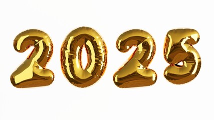 3D rendered illustration of golden colored foil ballon