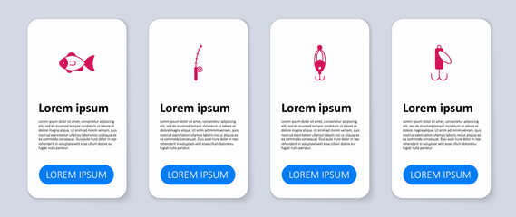 Set Fishing lure, rod and . Business infographic template. Vector