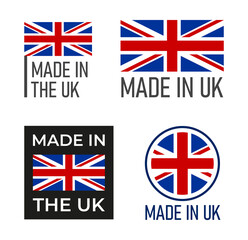 made in United Kingdom icon set, Great Britain product emblem