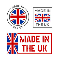 made in the UK label set, United Kingdom product emblem