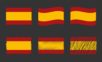 Spain flags set, Spanish national flag icons