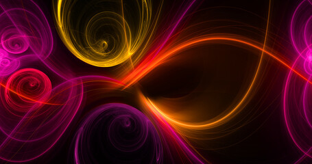 Abstract colorful red and yellow shapes. Fantasy light background. Digital fractal art. 3d rendering. 
