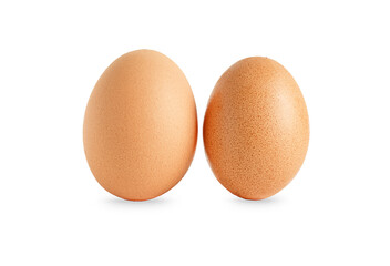 Two chicken fresh eggs isolated on white background