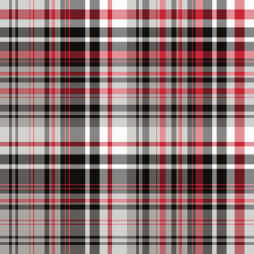 Seamless pattern in black, gray and red colors for plaid, fabric, textile, clothes, tablecloth and other things. Vector image.