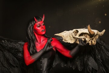 Devilish Woman or Lady Demon Creative Photosession