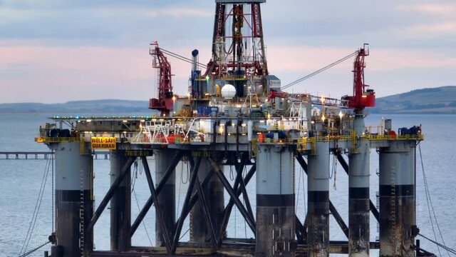Aerial View of an Oil and Gas Drilling Platforms and Rigs