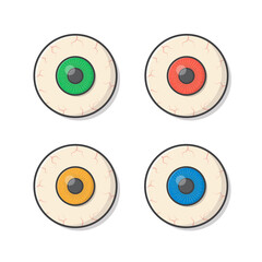 Set Of Eyeballs Vector Icon Illustration. Human Eyeball Flat Icon