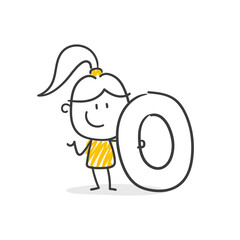 Strichfiguren / Strichmännchen / Frauchen: Zahl Null.