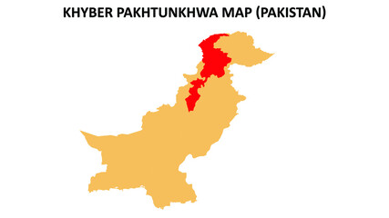 Khyber Pakhtunkhwa map highlighted on Pakistan map. Khyber Pakhtunkhwa map on Pakistan.