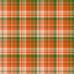 Seamless pattern in orange and green colors for plaid, fabric, textile, clothes, tablecloth and other things. Vector image.