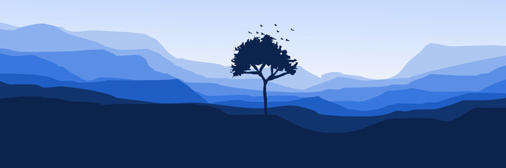tree silhouette flat design vector illustration good for wallpaper, background, backdrop, banner, web, and design template