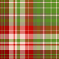Seamless pattern in red and green colors for plaid, fabric, textile, clothes, tablecloth and other things. Vector image.