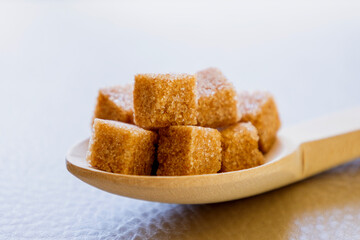brown sugar cubes close up