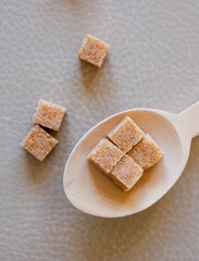 brown sugar cubes close up