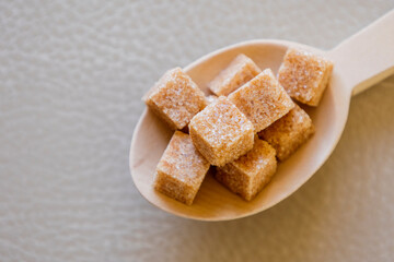brown sugar cubes close up