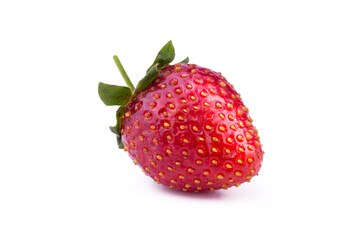 Ripe strawberry isolated on white background close up image.