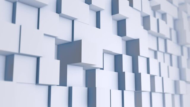 White modern shiny abstract geometrical cube array wave pattern background - loopable