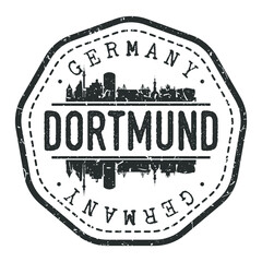 Dortmund, Germany Stamp Skyline Postmark. Silhouette Postal Passport. City Round Vector Icon. Vintage Postage Design.