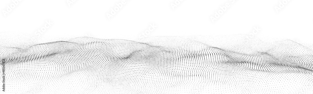 Poster wave of particles. digital wave background concept. abstract technology background. big data visuali