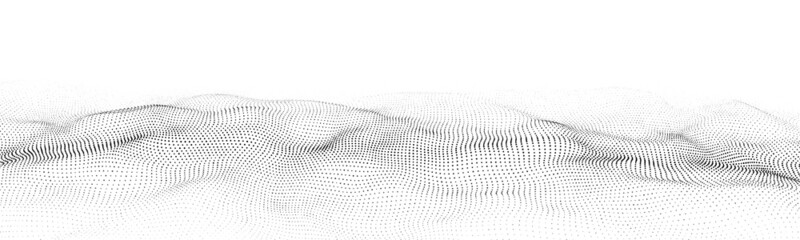 Wave of particles. Digital wave background concept. Abstract technology background. Big data visualization. Vector illustration. - obrazy, fototapety, plakaty