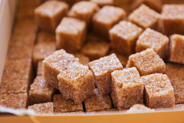 brown sugar cubes close up