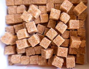 brown sugar cubes close up