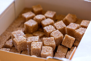 brown sugar cubes close up