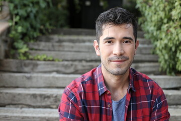 Cute South American man headshot